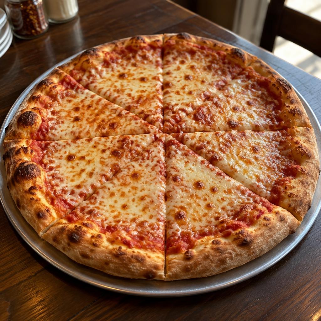 Classic Cheese pizza with red sauce and golden melted mozzarella