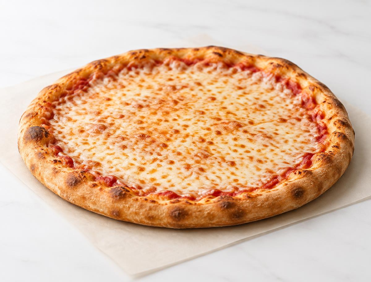 Classic Cheese pizza with red sauce and golden melted mozzarella